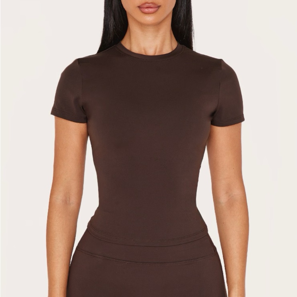 PLT Espresso Sculpt Longline Gym Top Size XS